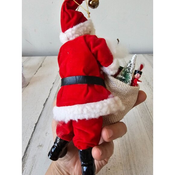 Vintage Santa stocking bag ornament decor Xmas tree velvet felt - Picture 6 of 9